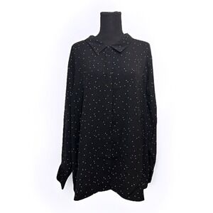 Dark‎ Academia Angels Black Long Sleeve Button Down Blouse Plus Size 3X